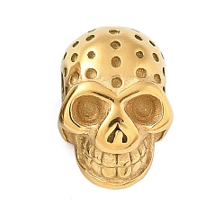 Золотой 304 из нержавеющей стали бусы, ионное покрытие (ip), череп, золотые, 7.5x10x14 мм, отверстие : 2 мм
