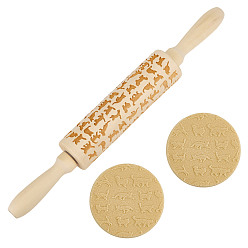 Cat Shape Деревянная скалка, валик для выпечки рельефного печенья, кухонный инструмент, форма кошки, 340x43 мм