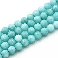 Голубой Природного кварца нитей бисера, окрашенные, круглые, имитация амазонит, голубой, 8~8.5 мм, отверстие : 0.9~1 мм, около 45~47 шт / нитка, 14.96~15.35 дюйм (38~39 см)