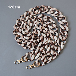 White Acrylic Cuban Chain Bag Handles, with Iron Swivel Snap Clasp, for Bag Straps Replacement Accessories, White, 120x3.3cm