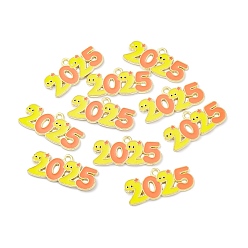 Разноцветный Подвески из эмали и сплава, номер 2025 очарование, золотые, красочный, 14.5x29.5x1.5 мм, отверстие : 1.8 мм