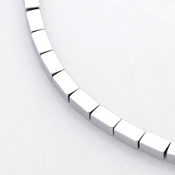 Platinum Plated Electroplate Non-magnetic Synthetic Hematite Cuboid Beads Strands, Platinum Plated, 4x2x2mm, Hole: 1mm, about 98pcs/strand, 15.7 inch