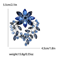 Синий Сплавочные брошки, булавка со стразами, украшения для женщин, цветок, синие, 55x45 мм
