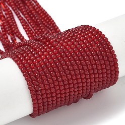 Темно-Красный Кошачие глаза, круглые, темно-красный, 2 мм, отверстие : 0.7 мм, около 157 шт / нитка, 14.17~14.57 дюйм (36~37 см)