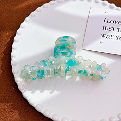 Бирюза Заколки для волос из ацетата целлюлозы в форме цветка с большими когтями, аксессуары для волос для женщин и девушек, бирюзовые, 109x53x46 мм