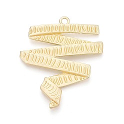 Матовый Золотой Цвет Большие сплавочные подвески, подвески в форме шелковой ленты, матовый золотой цвет, 69.5x59x4.5 мм, отверстие : 4.2 мм