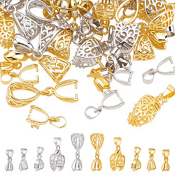 Платиновый & Золотой 60шт. 10 стили латунные зажимные скобы, платиной и золотом, 10x6x3 мм, отверстие : 3.5x4.5 мм, внутренней меры: 4x3 мм, штифты : 1 мм