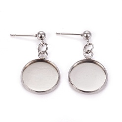 Нержавеющая Сталь Цвет Устойчивые к потускнению 304 серьги-гвоздики из нержавеющей стали, цвет нержавеющей стали, 27 мм, штифты : 0.9 мм, лоток : 14 мм