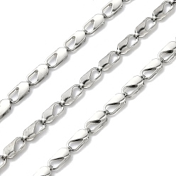 Нержавеющая Сталь Цвет Ручная работа 304 цепочки из нержавеющей стали с полыми прямоугольными звеньями, несварные, с катушкой, цвет нержавеющей стали, 6x2.5x1.5 мм