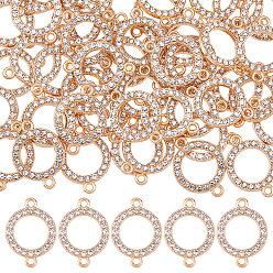 Light Gold 60шт подвески из сплава с кристаллами и стразами, плоско-круглые, золотой свет, 23x17x2 мм, отверстие : 2 мм