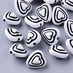 Black Craft Style Acrylic Beads, Heart, Black, 12x11x8mm, Hole: 1.5mm, about 1050pcs/500g