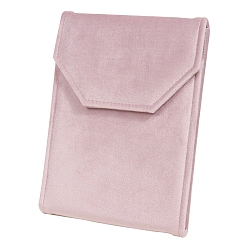 Pink Бархатные сумки для хранения ожерелья, rcetangle, розовые, 20.5x15.5x0.18 см