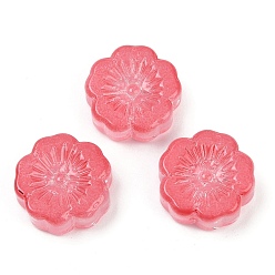 Малиновый Прозрачные стеклянные бусины, цветы, спекающийся лак, малиновый, 14x14.5x5.5~6 мм, отверстие : 1.2 мм