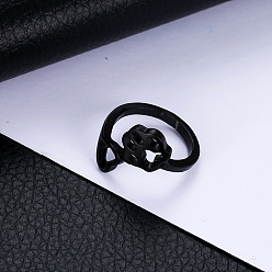 Черный Кольца-манжеты из сплава с принтом лапы и сердца для женщин, чёрные, диаметр: 20 mm