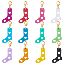 Mixed Color 12Pcs Acrylic Locking Stitch Marker, with Alloy Lobster Claw Clasps, Mixed Color, 5.3cm