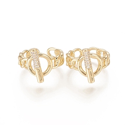 Золотой Латунные кольца из манжеты с прозрачным цирконием, открытые кольца, долговечный, застежка и цепочка, золотые, Размер 8, внутренний диаметр: 18 мм