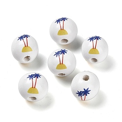 Дерево Европейский бисер из натурального дерева, Серия Ocean, бусины лотоса с принтом 16 мм, бусины с большим отверстием, дерево, 16x15 мм, отверстие : 4 мм