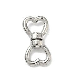 Нержавеющая Сталь Цвет 304 из нержавеющей стали Поворотные пряжки, сердце, цвет нержавеющей стали, 20.5x10.5x4.5 мм, внутренний диаметр: 6.5x5 мм