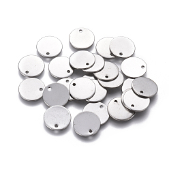 Stainless Steel Color 304 Stainless Steel Charms, Stamping Blank Tag, Flat Round, Stainless Steel Color, 13x1mm, Hole: 1.4mm