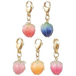 (52) Непрозрачная лаванда Подвеска из эпоксидной смолы в виде цветка, 304 застежки-карабины из нержавеющей стали для украшений сумок, разноцветные, 28 мм