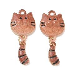 Сэнди Коричневый Окрашенного распылением эмали сплава подвески, подвески в форме кошки, стойки покрытие, золотые, песчаный коричневый, 32.5x13.5x4.5 мм, отверстие : 1.8 мм