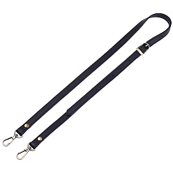 Черный Вырезать полые 1 ручки для сумок из искусственной кожи, регулируемый по длине ремешок, со сплавочной железной и фурнитурой, античное золото , чёрные, 890~1090x14x3 мм