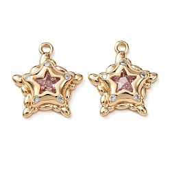 Настоящее золото 18K Латунь с кубическим цирконием подвеской, звезды прелести, красочный, реальный 18 k позолоченный, 15.5x13.5x3 мм, отверстие : 1.4 мм
