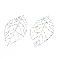 Платинированный Латунные большие кулоны, без кадмия, без никеля и без свинца, лист, Реальная платина, 53x31x0.5 мм, отверстие : 1 мм