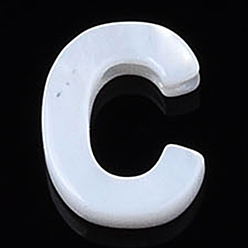 Letter C Естественных пресноводных стеклянные бусы, цвет морской раковины, Начальная буква, буква С, 9.5x8x2 мм, отверстие : 0.8 мм