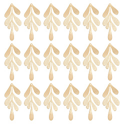 Настоящее золото 18K Латунные большие кулоны, без никеля , лист, реальный 18 k позолоченный, 61.5x27x1 мм, отверстие : 1.6 мм, 20 шт / коробка