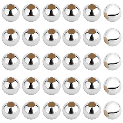 Серебро 50 шт. 925 бусины из стерлингового серебра, круглые, серебряные, 3x2.5 мм, отверстие : 1 мм