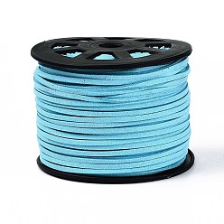 Небесно-голубой Экологичный шнур из искусственной замши, искусственная замшевая кружева, голубой, 3.0x1.4 мм, около 98.42 ярдов (90 м) / рулон