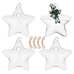 Звезда Стеклянные подвесные гидропонные вазы, звезда, 100x99x38.5 мм, отверстие : 6 мм