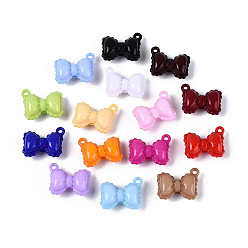 (52) Непрозрачная лаванда Непрозрачные акриловые подвески, бантом прелести, разноцветные, 24~24.5x19.5x11 мм, отверстия : 1.8~2 mm и 2.6 мм, Около 217 шт / 500 г