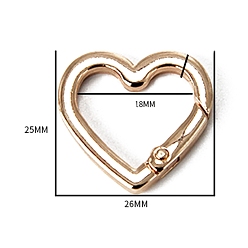 Light Gold Легкосплавные пружинные кольца, сердце, золотой свет, 25x26x3.3 мм, отверстие : 18 мм