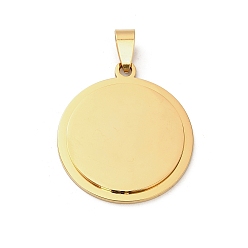 Золотой 304 подвески из нержавеющей стали для штамповки заготовок, плоский круглый шарм, золотые, 34x30x2.5 мм, отверстие : 8.5x4.5 мм