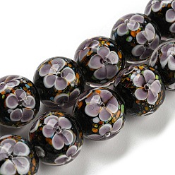 Лиловый Ручной внутренняя цветочные бусины бисер пряди, круглые, сирень, 14 мм, отверстие : 2 мм, 25 шт / нитка, 12.99 дюйм