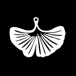 Нержавеющая Сталь Цвет Устойчивые к потускнению 304 подвески из нержавеющей стали, лазерная резка, гинкго лист, цвет нержавеющей стали, 23x30.5x1 мм, отверстие : 1.6 мм