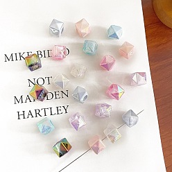 (52) Непрозрачная лаванда Непрозрачные акриловые бусины с УФ-покрытием, радужный, кубические, граненые, с блеском порошок, разноцветные, 15.8x15.8x13.8 мм, отверстие : 7 мм