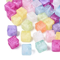 Mixed Color Two Tone Color Transparent Acrylic Beads, Cube, Mixed Color, 13.5x14x14mm, Hole: 2mm, about 200pcs/500g