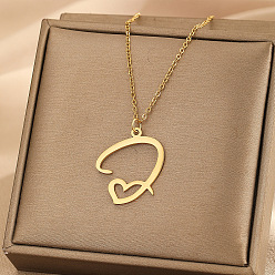 Letter J 304 ожерелья с подвеской в форме сердца из нержавеющей стали для женщин и мужчин, золотые, буква J, 15.75~17.72 дюйм (40~45 см)