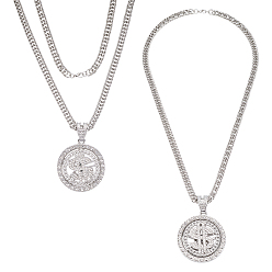 Платина 2шт. вращающийся кулон в виде знака доллара из сплава, цепочка в кубинском стиле, платина, 28.62 дюйм (72.7 см)