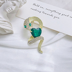Изумруд Броши со стразами в виде змеи аолли, золотой свет, изумруд, 47x25 мм