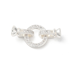 Серебро Покрытие стойки круглое кольцо латунь микропаве фианиты складные застежки, долговечный, без свинца и без кадмия, серебряные, 31 мм