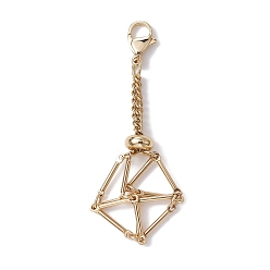 Золотой Латунный мешочек макраме пустой держатель для камня кулон украшение, с 304 нержавеющей стали застежки, золотые, 55 мм