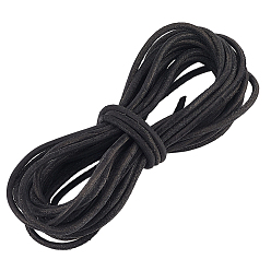Черный 5 шнуры из коровьей кожи для рукоделия, круглые, чёрные, 3 мм, около 5.47 ярдов (5 м) / комплект