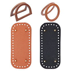 (52) Непрозрачная лаванда 6 шт. ПУ кожа вязание крючком сумки гвоздь нижняя формирователь подушечка, с деревянной ручкой для кошелька, для аксессуаров для замены сумок, разноцветные, 18x8x0.95 см, отверстие : 4 мм