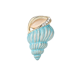 Бледно-бирюзовый Булавка с эмалью в виде раковины, Брошь из сплава со стразами для рюкзака, бледные бирюзовая, 35x21 мм