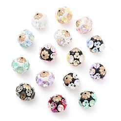 (52) Непрозрачная лаванда Индонезийские бусины ручной работы, со сплавом, смола и стекло, круглая с цветком, разноцветные, 20x17.5 мм, отверстие : 1.8 мм