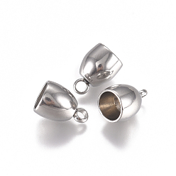 Stainless Steel Color Tarnish Resistant 201 Stainless Steel Cord Ends, End Caps, Stainless Steel Color, 11x8mm, Hole: 2mm, Inner Diameter: 6mm
